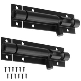 Bivethoi 2 PCS 3 Inch Barrel Bolt Latch Black Door Latch Hardware, Small Slide Latch Lock Heavy Duty Security Bolt, Aluminum Alloy Gate Slide Lock Latch Mini Warehouse Garage Door Latch (1.3mm Thick)