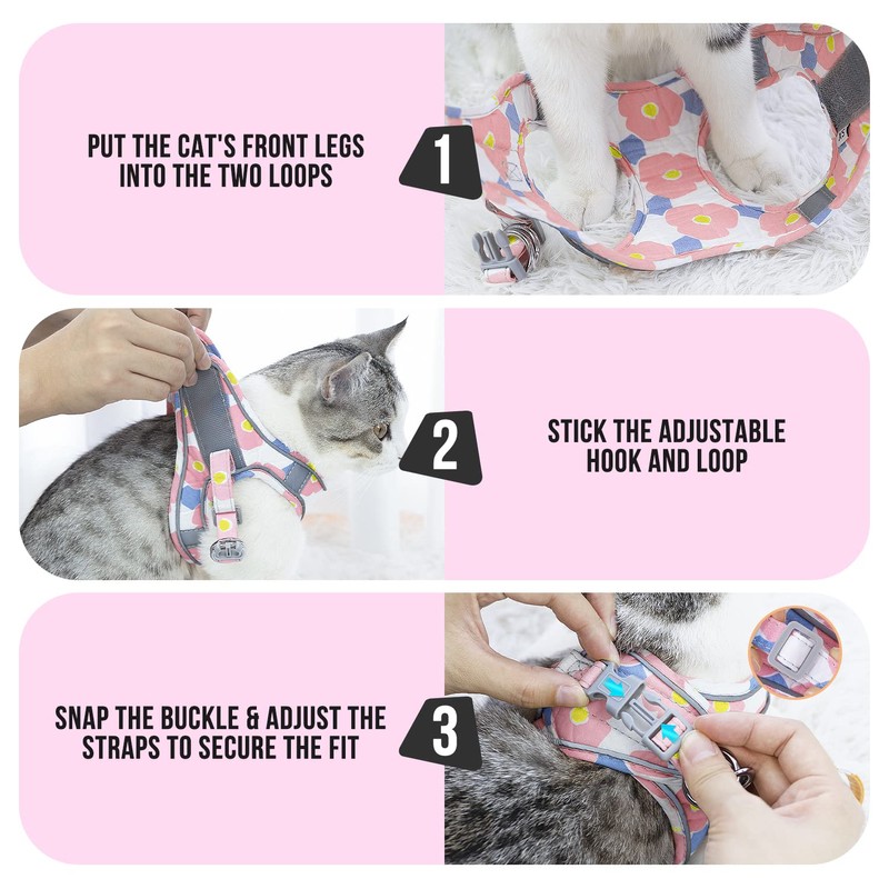 Lukovee Cat Harness and Leash for Walking, Adjustable Escape Proof