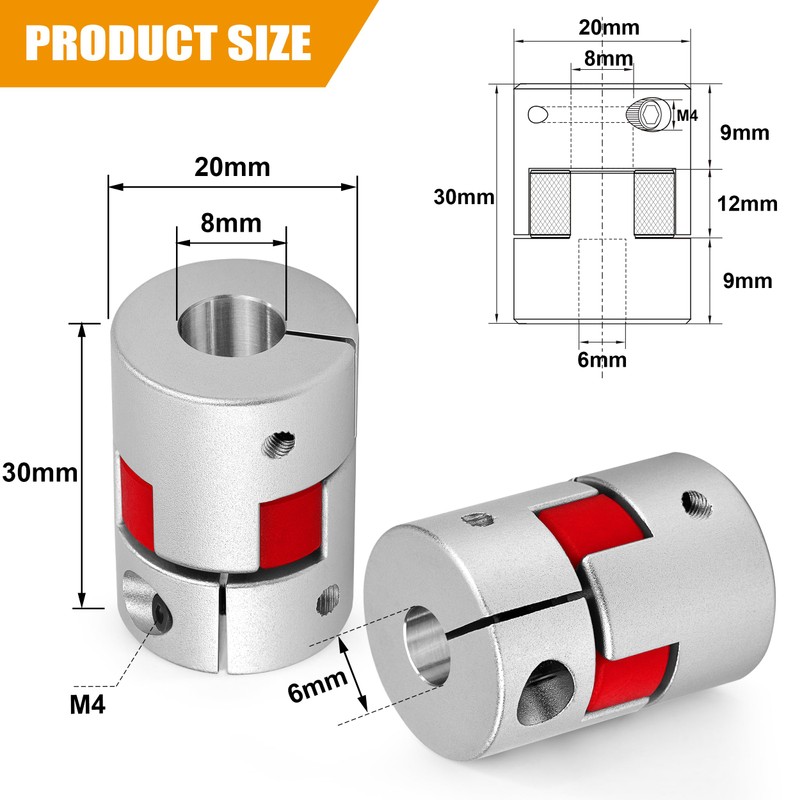Clutch Coupler Aluminium 6mm x 8mm Shaft Coupling Flexible Plum