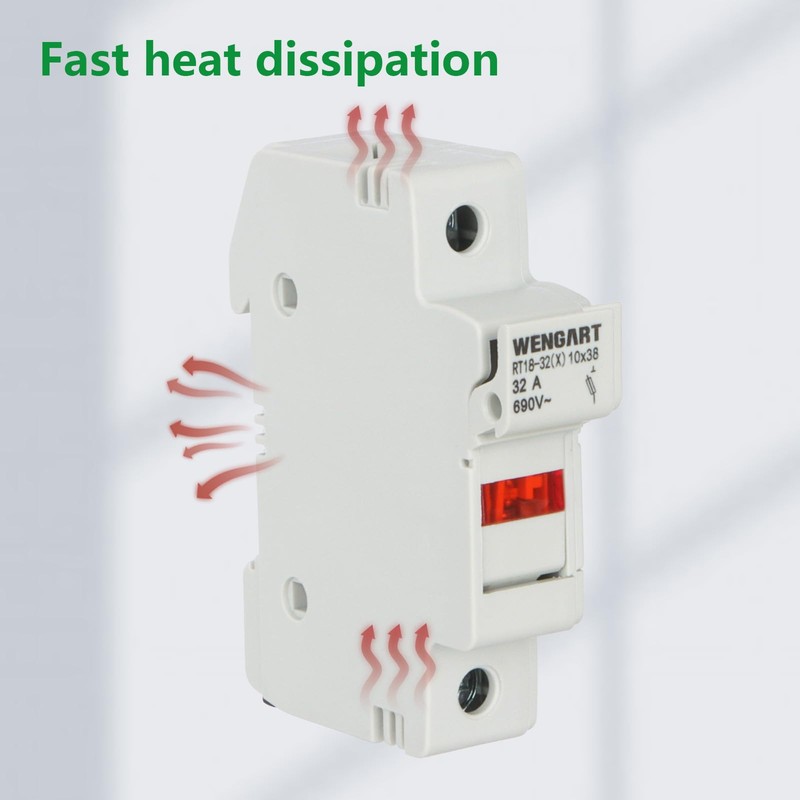 Wengart Fuse Socket RT18-32X, Suitable for RT18 RO15.1-Pin 10x38mm Fuse