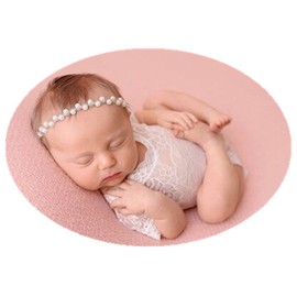 Fashion Cute Newborn Baby Girls Photography Props Headdress Lace Outfits Photo Shoot Props Outfits(Lace Romper+Headband)