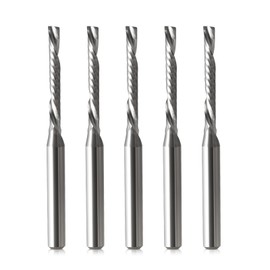 5 Pcs Router Bits CNC End Mill - 1 Flute Down Cut Milling Cutter Tool Sets, 1/8 inch Shank Solid Carbide CNC Bits Spiral Router Milling Cutters for Acrylic MDF Engraving Carving