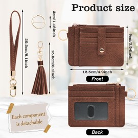 KNGITRYI Small Wristlet Wallets for Women RFID Credit Card Holder Wallet Keychain Wristlet Wallet Credit Card Wallets for Women (Chocolate Brown)