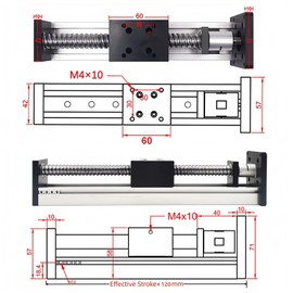 4 inch 100mm Stroke Linear Stage Motion Mini Single Linear Guide Rail Slide with Nema17 Nema23 Stepper Motor Bracket, 1605 Ballscrew Slide Actuator Table for DIY CNC Router Engraver Robotic Arm
