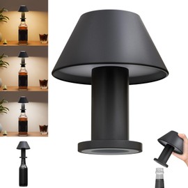 uuffoo Rechargeable Wireless Bottle Lamp, Modern Metal Wine Bottle Light Table Lamp with 3 Color Dimmable Lighting Touch Dimming Control for Liquor Bottles Bars Restaurants Party Patio Home Decor