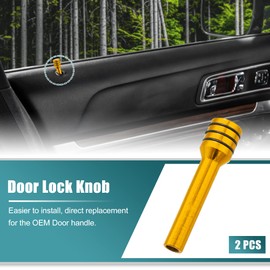X AUTOHAUX 2pcs Car Door Lock Knobs Interior Door Lock Knob Aluminum Alloy Inner Door Lock Pull Pins Universal for Vehicles with Hole Diameter of M4x0.7mm Thread Yellow