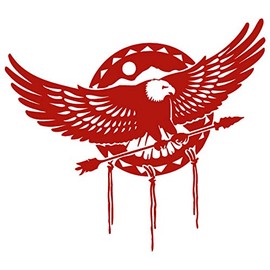 Eagle Indian Theme Native Americans Bald Eagle Car Window Die Cut Vinyl Sticker (IF-01) (9.5" x 8.5", Red)