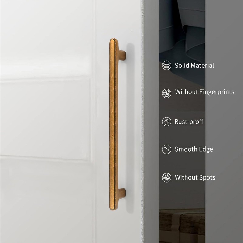 KNOKLOCK 10 Pack 5 Inch(128mm) Kitchen Cabinet Handles Antique Brass