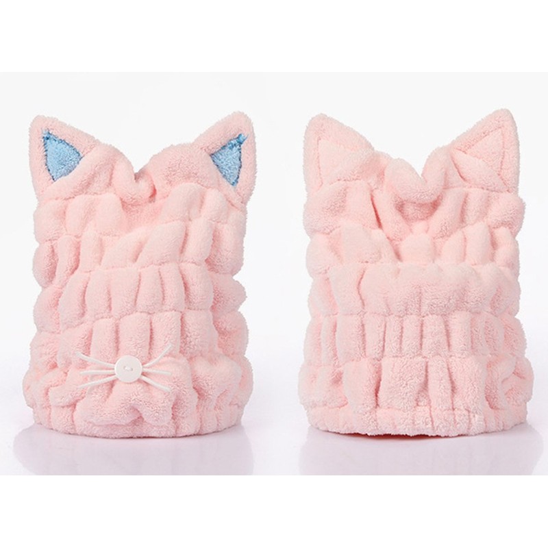 Towel Cap, Cat Ears, Hair Dry Cap, Water Absorption, Drying,