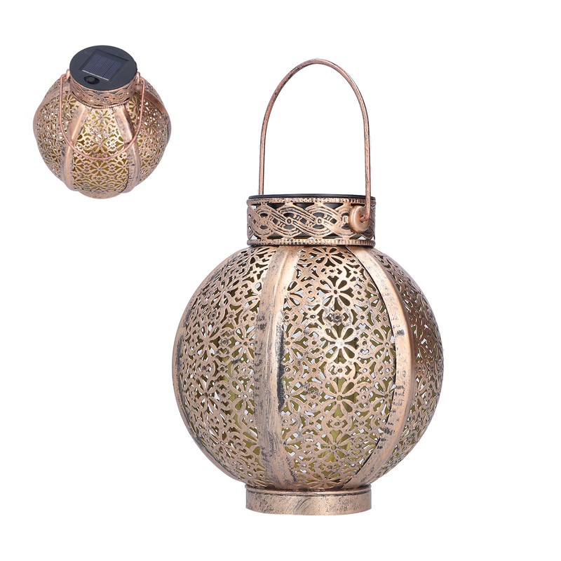 Solar Hollow Light Waterproof Retro Style Solar Landscape Hollow Lantern