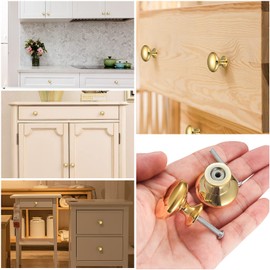 Bateya 12PCS Round Cabinet Knobs Mushroom Shape Pull Handle with Screws Gold Round Wardrobe Knobs for Cupboard Drawer Cabinet (Plus One Screwdriver)