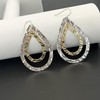 Silver and Gold Hammered Teardrop Dangling Earrings Two Tone Boho