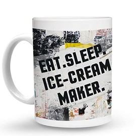 Makoroni - EAT SLEEP ICE CREAM MAKER 6 oz Ceramic Espresso Shot Mug/Cup Design#59