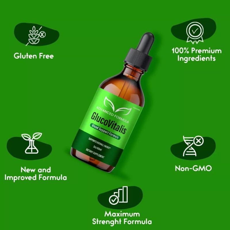 GlucoVitalis Drops, Max Strength, Gluco Vitalis Liquid Supplement (5 Pack)