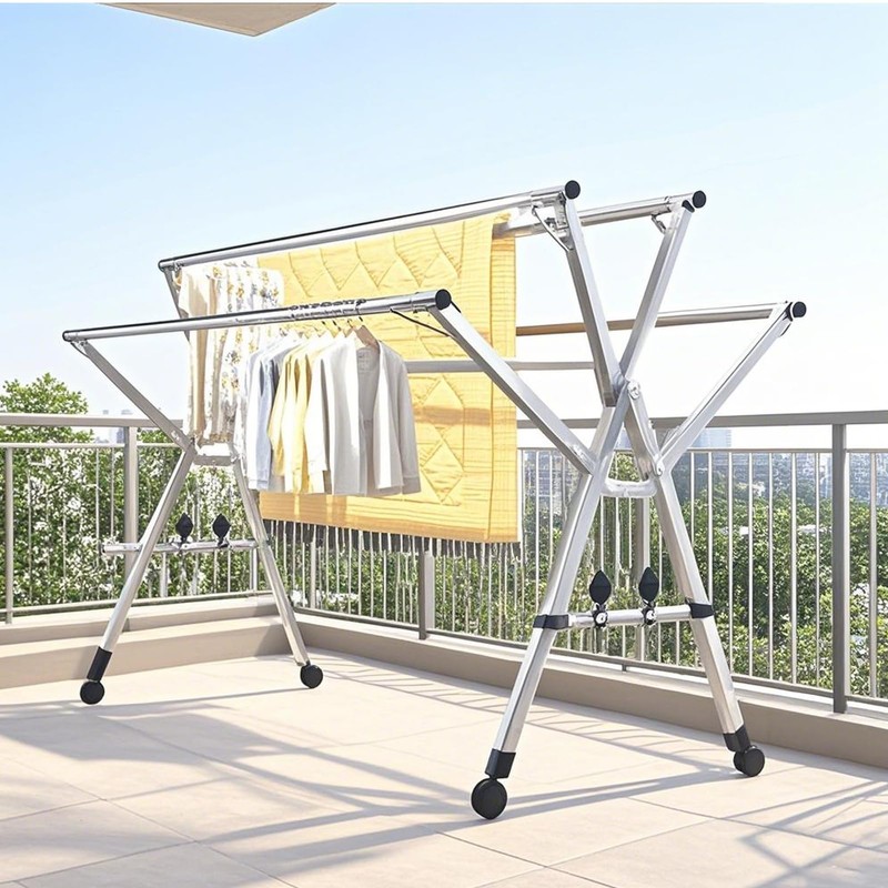 XIMSPHY 5 Rods Clothes Drying Rack, Folding Drying Rack Clothing,