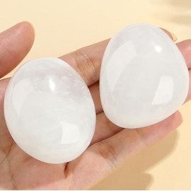 QINJIEJIE QINJIEJIE Bergkristall natrliche Edelsteine Handschmeichler Gro? Stein Heilkristall Bergkristall Glatter Kristalle Steine 2 Stck Trommelsteine Polierte Sorgenstein Reiki Meditation