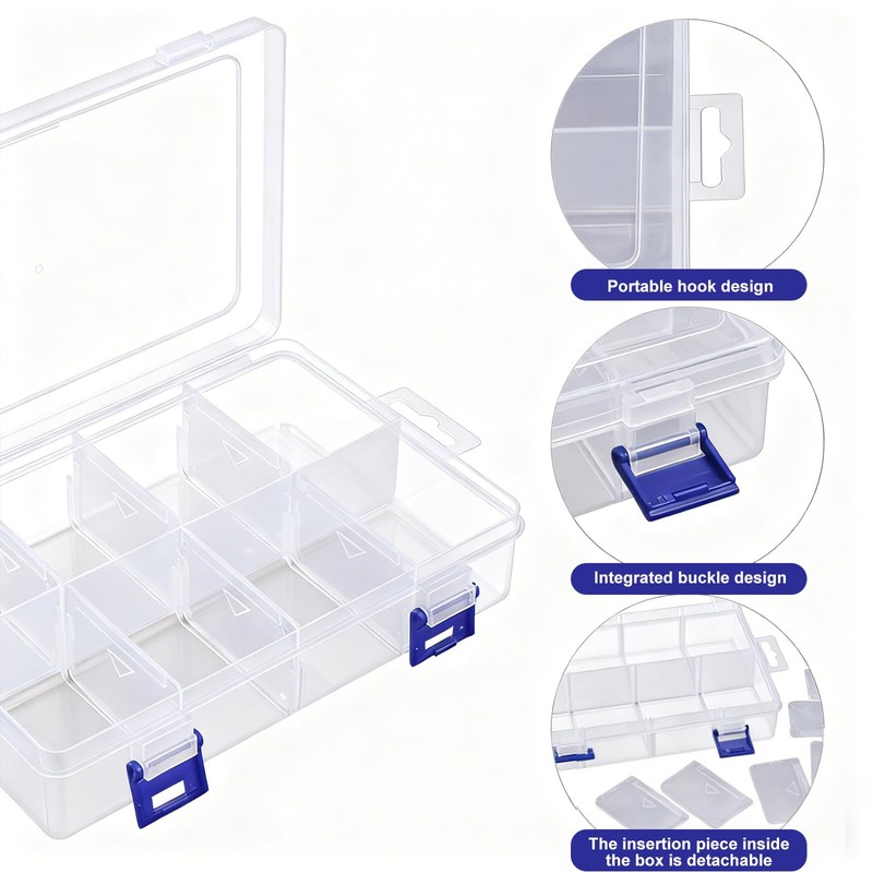 3Pcs Jewellery Storage Boxes, Bead Earring Clear Plastic Storage Boxes
