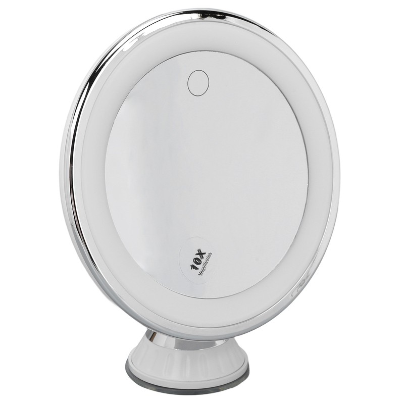 Suction Cup Makeup Mirror 10x with 3 Light Colors Battery