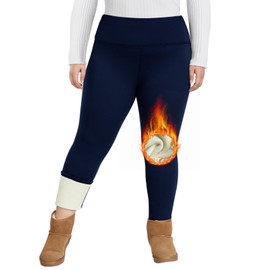 GAYHAY - Leggings de talla grande para mujer, con forro polar de cintura alta, térmicos, suaves, cálidos, con control de abdomen y yoga, pantalones de invierno, 3# Azul marino, XXL