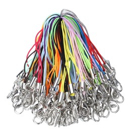 sourcing map 100Pcs Clasp Cords Clasp Strap Lanyard Charm Short Finger Rope with Lobster Clasp for Cellphone Cases Keychain DIY Jewelry Making, 20 Colors