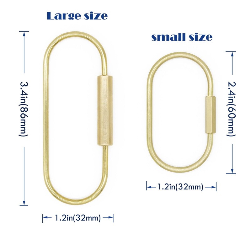 PPFISH Durable Brass Screw Lock Clip Key Chain Ring, Simple