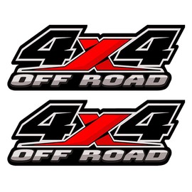 4X4 Offroad Decal Stickers 2Pcs, Auto Decoration Accessories Emblem Replacements Compatible with Ford F-150 F-250 F-350 Tacoma Tundra Ram Silverado Truck Pickup, with Squeegee 1Pcs, Black-and-Red