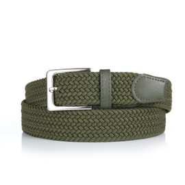 Gunsound Elastic Fabric Belt Unisex Braided Stretch Belt Braided Belt Stretchy Belt for Men and Women, Green