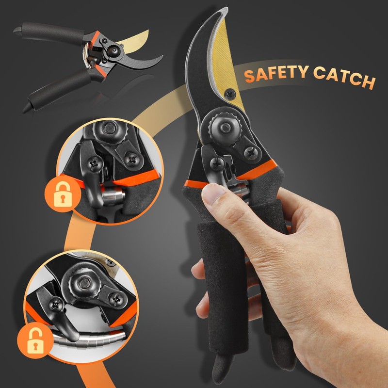 8.3” Secateurs, Bypass Pruning Shears with Replacement Blades and Springs,