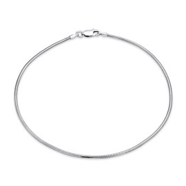 Unisex Simple Plain Snake Chain Anklet Strong Ankle Bracelet For Women Teen .925 Sterling Silver Made In Italy 9 or 10 Inch 1.5MM Plus Size Bracelets For Men