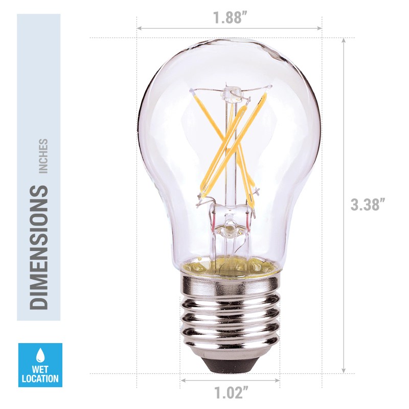 Satco LED Filament Bulb 5W =40W A15 Damp Location Medium