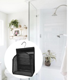 3 Pcs Hanging Mesh Bath Baskets, Shower Storage Caddies, Portable College Dorm Bath Organizers, Black Storage Bags for Bathroom, Includes Hooks for Easy Hanging