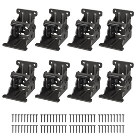 8 Pack Folding Brackets, Self-Lock Hinge with Screws for Folding Table Legs, Lock Extension Support Bracket Bed Legs, Black