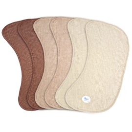 lulumoon Muslin Burp Cloths Sets - Large Cotton Burping Cloth Super Soft and Absorbent for Baby Boys and Girls 6pack (Brown)