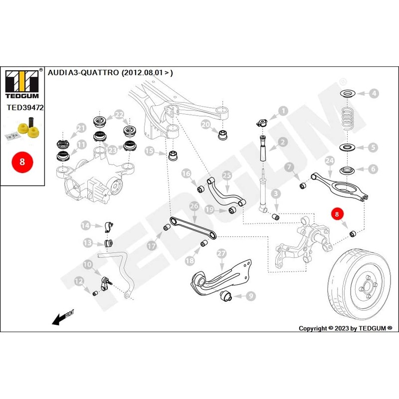 TEDGUM TED39472 POLYURETHANE BUSHING REAR LOWER CONTROL ARM (OUTER)