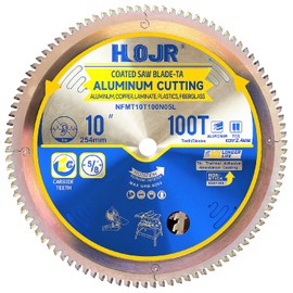 HOJR Aluminum Cutting Circular Saw Blade, Thin Aluminum,Laminate,Melamine,Plastic,Flooring Cutting,The Cutting Head uses a Special Anti-Heat Sticking Coating,NFM 10 inch 100-Tooth 5/8" -TA
