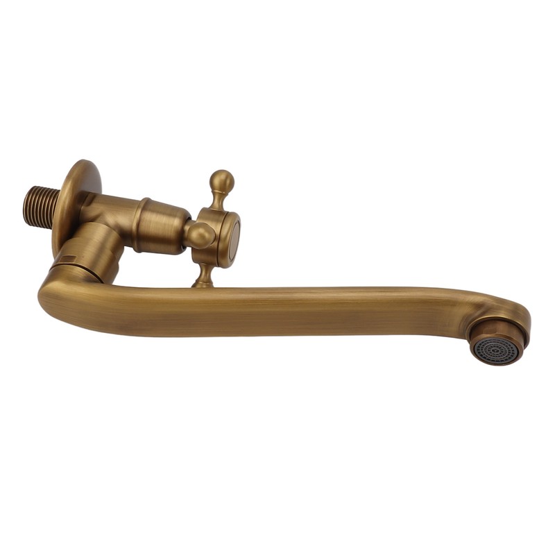 Antique Garden Faucet with Extended Spout Antifreezing Copper Wall Mount