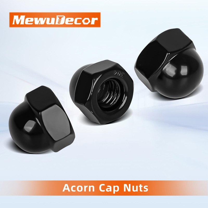 MewuDecor 1/4-20 Acorn Cap Nuts, 304 Stainless Steel 18-8, Black