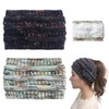 2 Pieces Knitted Headbands for Women, Warm Winter Earmuffs, Braided