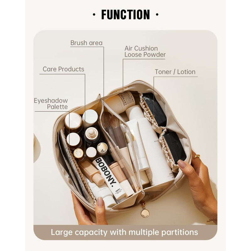 EACHY Travel Makeup Bag, Large Capacity Cosmetic Bags for Women,