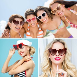 HONGXIN-SHOP Vintage Love Heart Sunglasses UV Protection Hippie Style Colorful Glasses Summer Party Beach Carnival Accessory for Women Men Girls 6 Colours