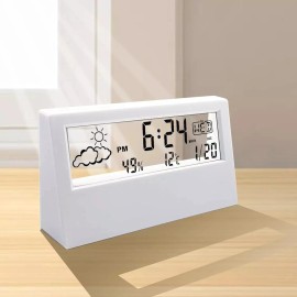 Unbranded Desk Clock, Digital Alarm Clock, Transparent Modern Design, Temperature, Humidit