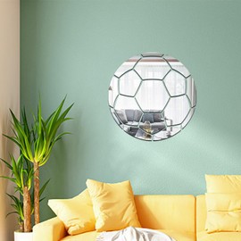 Soccer Mirror Wall Decal Acrylic 3D Wall Stickers,Sports Wall Stickers for Boys Bedroom, Dressing Room, Wardrobe, Door