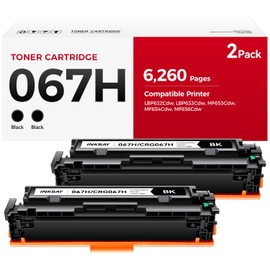 067H Toner Cartridge Monochrome Set with Level Chip High Capacity Compatible for Canon 067 for Color imageCLASS MF656Cdw MF654Cdw MF653Cdw LBP633Cdw LBP632Cdw MF650C LBP630C Printer Ink Black 2 Pack