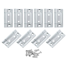 uxcell 16Pcs 2x1 Inch Door Hinges Non-Mortise No Noise Bifold Door Hinges Plating for Cabinet Furniture Window Wardrobe with Screws, Silver Zinc
