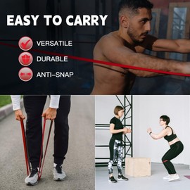 GAOHUI Resistance Bands, Gray Red Pull Up Bands for Men & Women, Fitness Exercise Band for Strength Training, Muscle Building, Home Gym, Pilates, Yoga, CrossFit