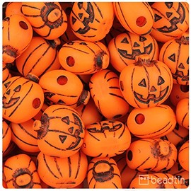 BeadTin Tangelo Antique 20mm Jack O Lantern Plastic Pony Beads (24pcs)