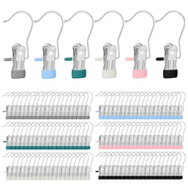 120 PCS Boot Hangers Clips for Closet, Metal Laundry Hooks Hanging Clips, Stainless Steel Clothes Pins for Boots, Pants, Towels, Socks, Space Saving Organizer for Home and Travel (6 Colors)