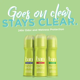 Ban Original Unscented 24-hour Invisible Antiperspirant, 3.5oz Roll-on Deodorant, 4-pack, Underarm Wetness Protection, with Odor-fighting Ingredients