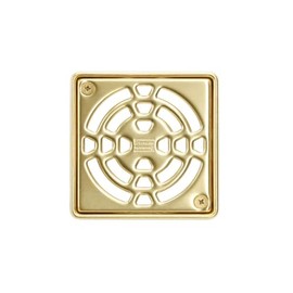 Schluter Kerdi-Drain Classic Shower Grate Kit with Integrated Slope Bonding Flange - Ideal for Tile Showers - 4" Grate Size, Square, Classic Gold Finish - KD4GRKECG