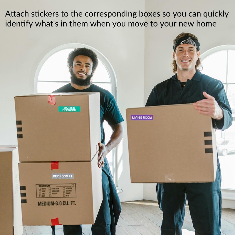Bojueshaw 140pcs Home Moving Labels,14 Color-Coded Stickers for Moving Supplies,Cardboard